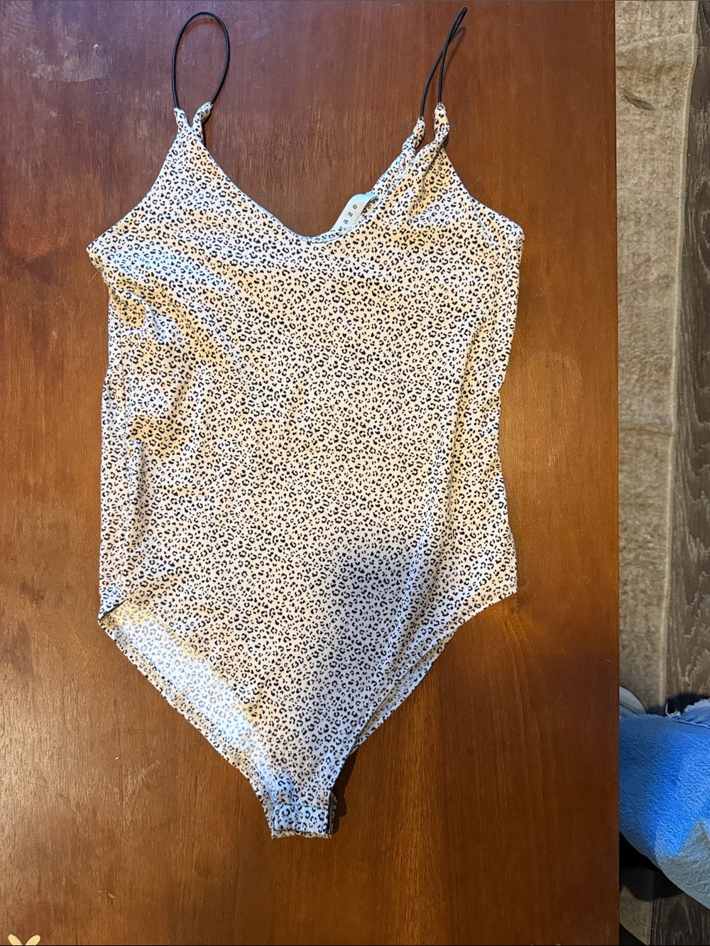 gaze Leopard Print Spaghetti Strap Bodysuit - Womens XS